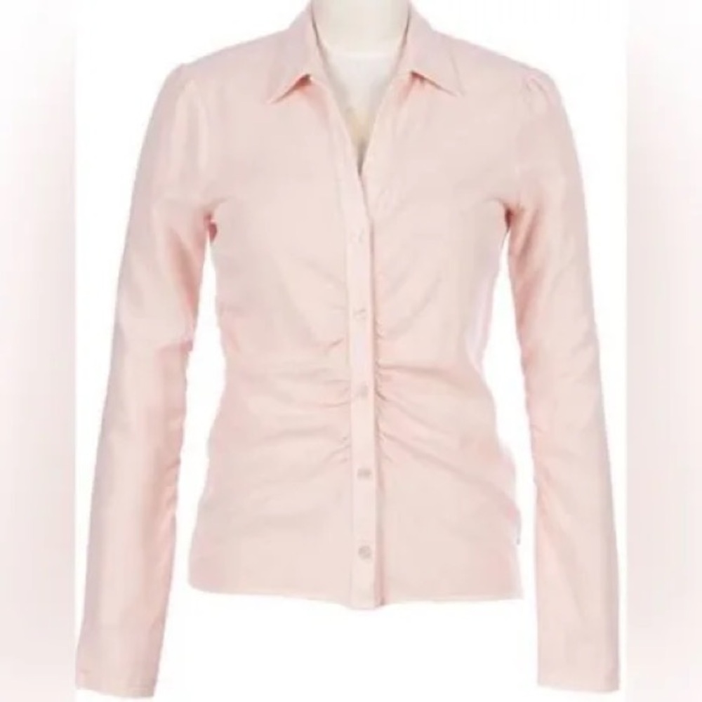NWT Kut from the Cloth Soft Pink Ruched Button Down